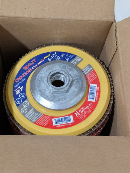 United Flap Disc: 4-1/2" Dia, 80 Grit, Ceramic Alumina, Type 27 Qty 10 72329