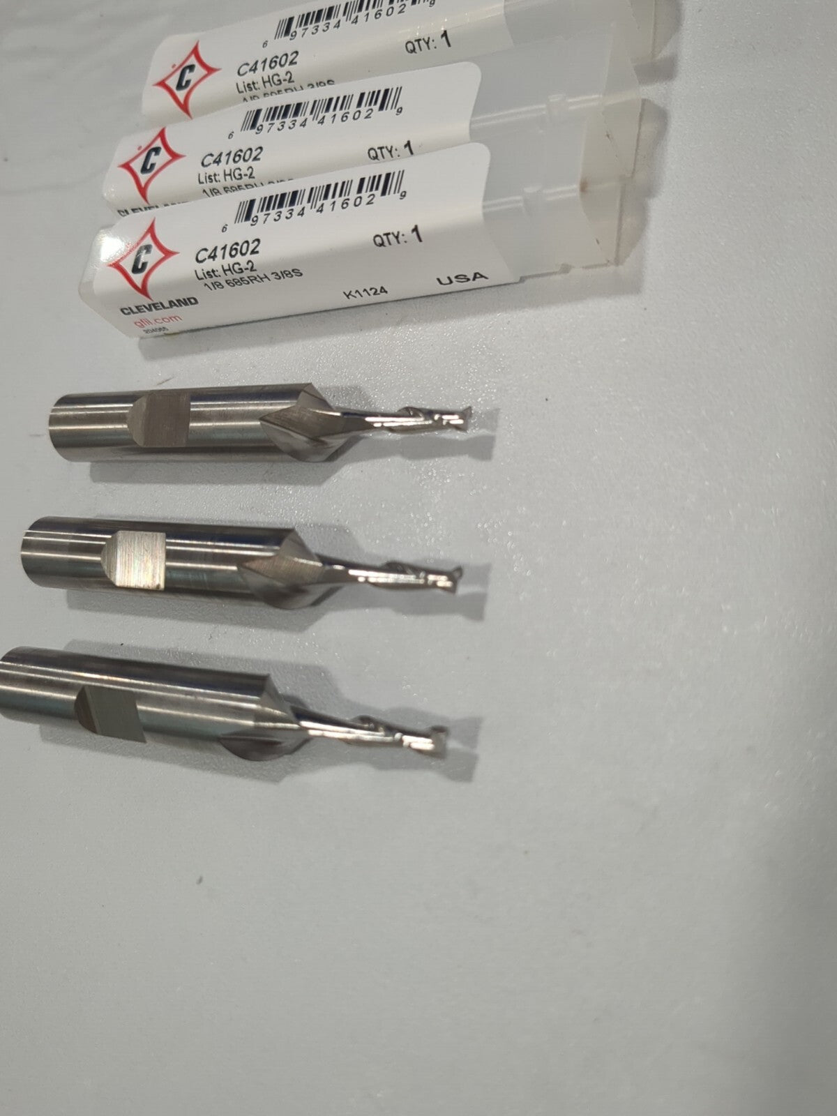 CLEVELAND 3pc Square End Mills: 1/8" Dia 2 Fl HSS C41602