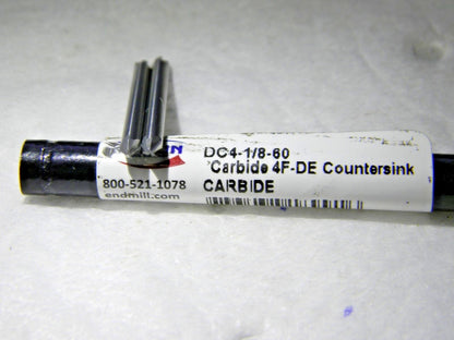 Melin Countersinks 1/8" x 1/8" x 1-1/2" 4FL Carbide 60° DC4-1/8-6