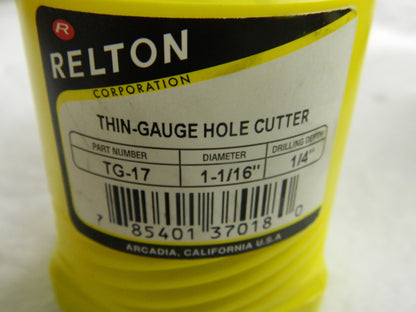 Relton Carbide Tipped Hole Saw Thin-Gauge 1-1/16"D x 1/4" Drilling Dep