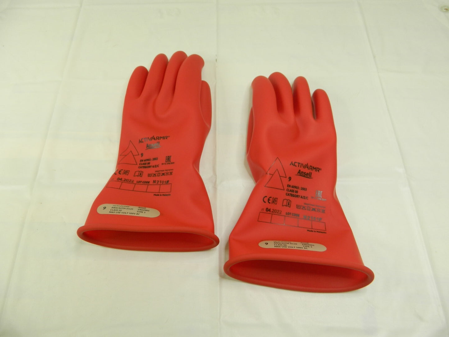 Ansell Rubber Lineman's Glove 11" Long Class 0 Size 9 One Pair 114260
