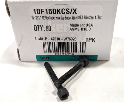 KERR Black-Oxide Alloy Steel SHCS 10-32 x 1-1/2" Long  *QTY: 100pcs*  91251A351