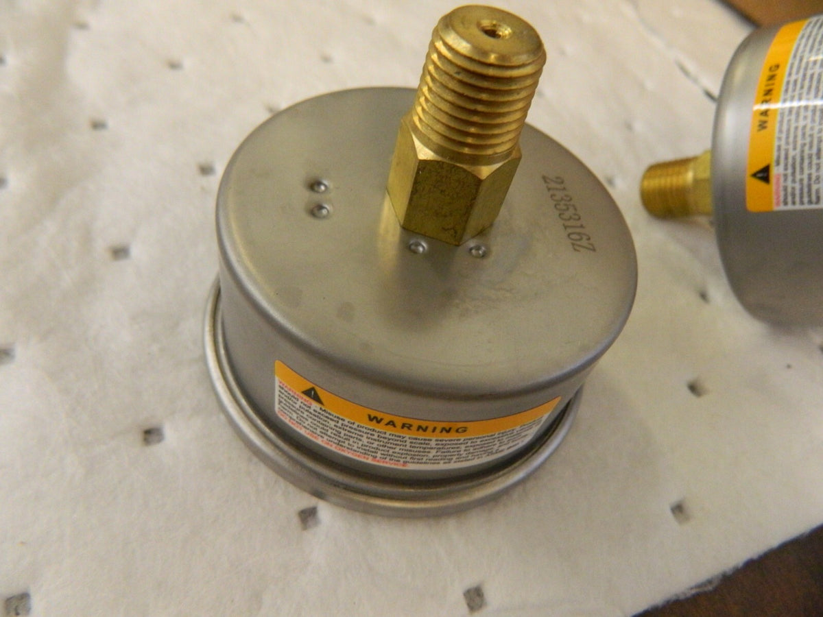 Pressure Gauge 2pk 2-1/2" Dial, 160 psi 1/4" Thread Center Back Mount 115AB25160