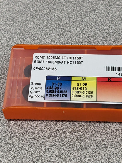 HERTEL Turning Insert: RCMT 1003M0AT HC1150T, Solid Carbide Qty 10 42803908