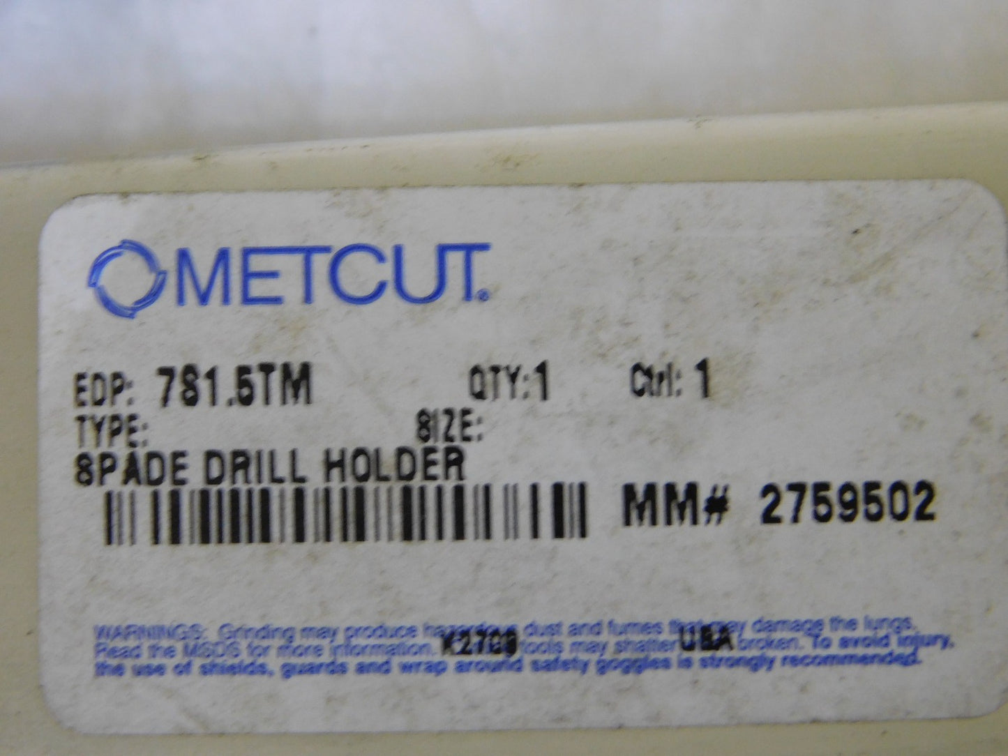 Metcut 3MT Taper Shank Spade Holder 0.859 - .960 Diameter 10.68 OAL 7S1.5TM