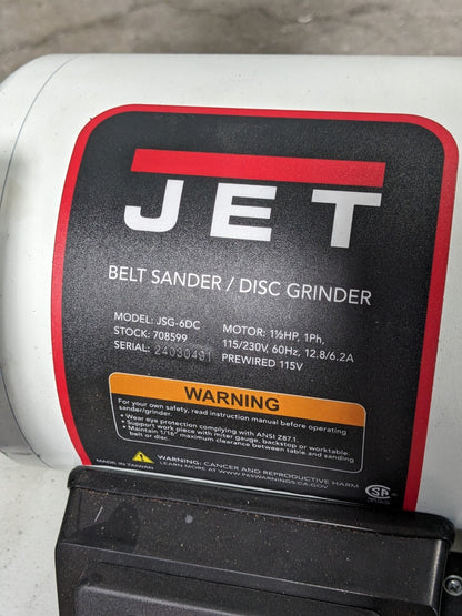 Jet Combination Belt Sander / Disc Grinder w/ Stand 1.5 HP 115v Parts / Repair