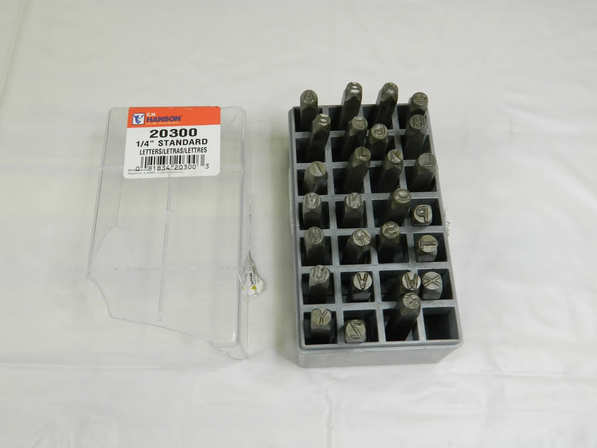 C.H. HANSON 27 Piece, 1/4 Character Steel Stamp Set DAMAGED CASE 20300