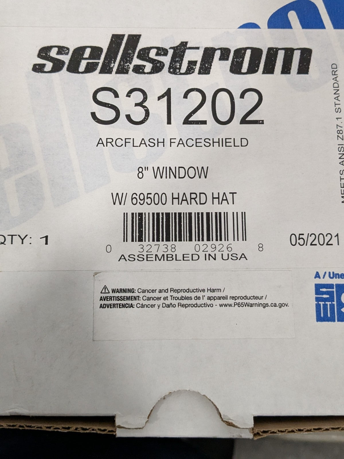 Sellstrom Face Shield & Headgear: Welding Arcs 8" H, 15" W, With Hard Hat S31202