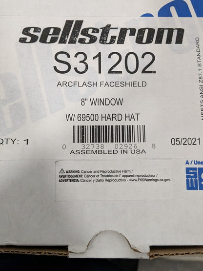 Sellstrom Face Shield & Headgear: Welding Arcs 8" H, 15" W, With Hard Hat S31202