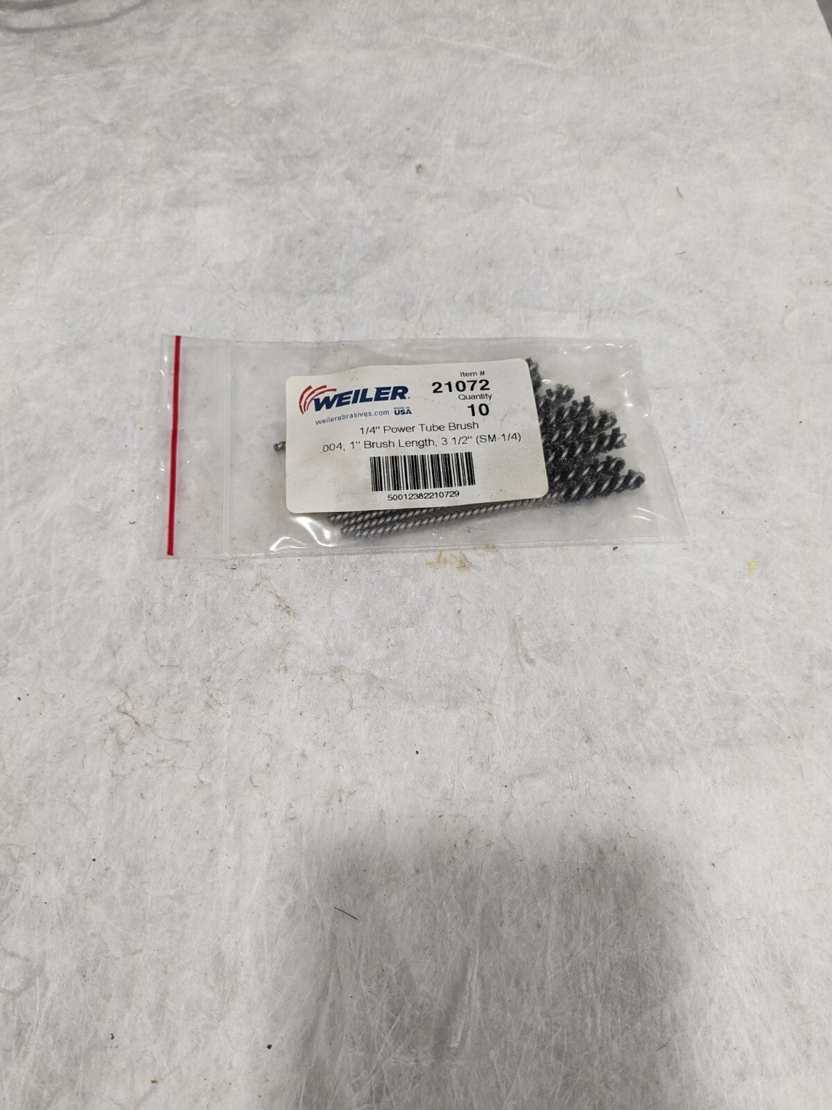 Weiler 1/4" Power Tube Brush .004" Steel Wire Fill, 1" Brush Leng