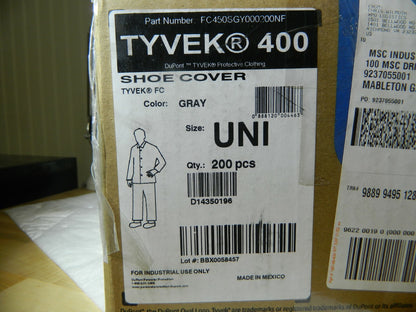 Dupont Tyvek Shoe Cover Gray Non-Skid 5" High Size UNI Qty 200 FC450SGY00200NF