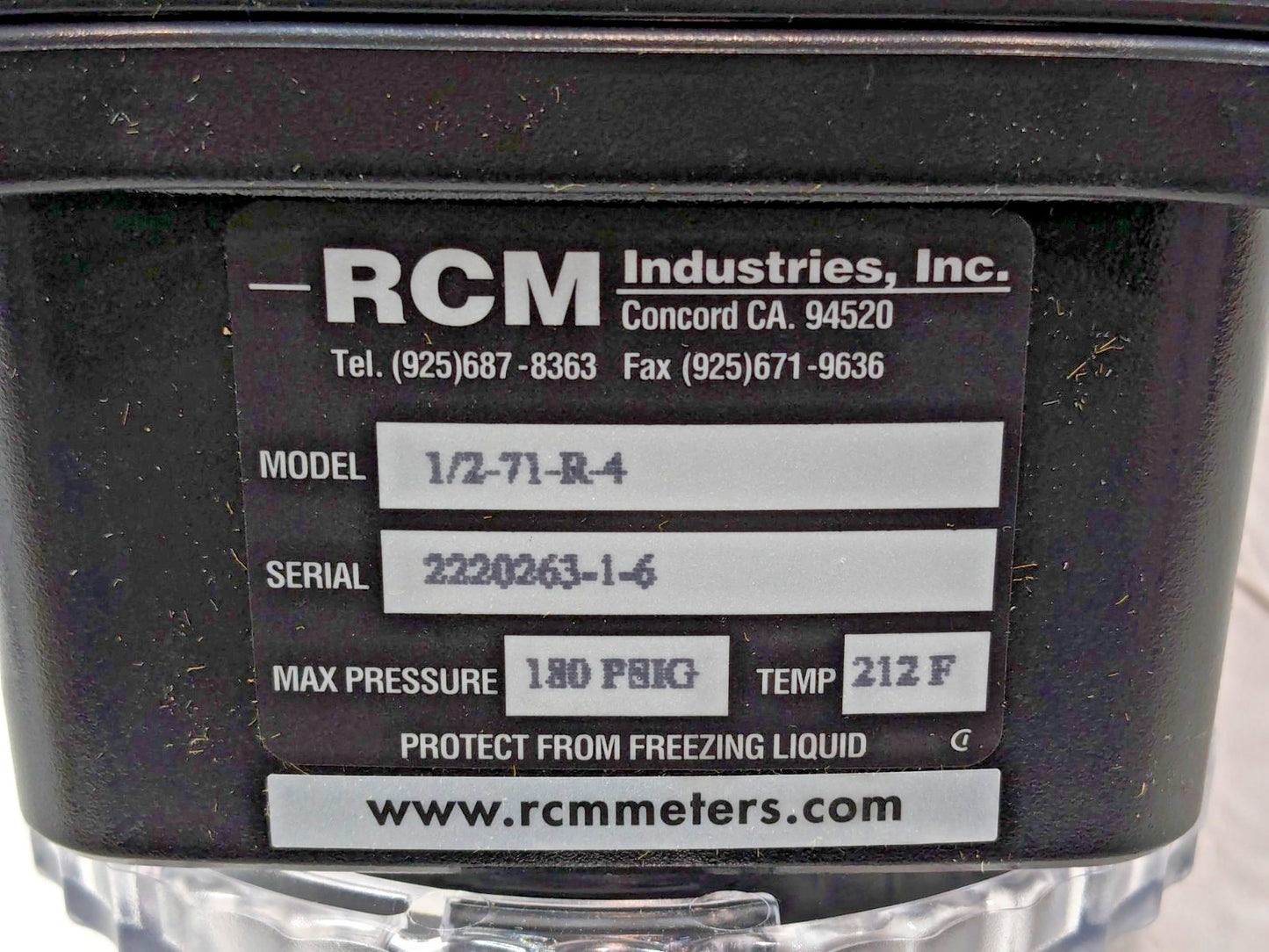 RCM Industries Flo-Gage Flowmeter 1/2" NPT Port 1/2-71-R-4