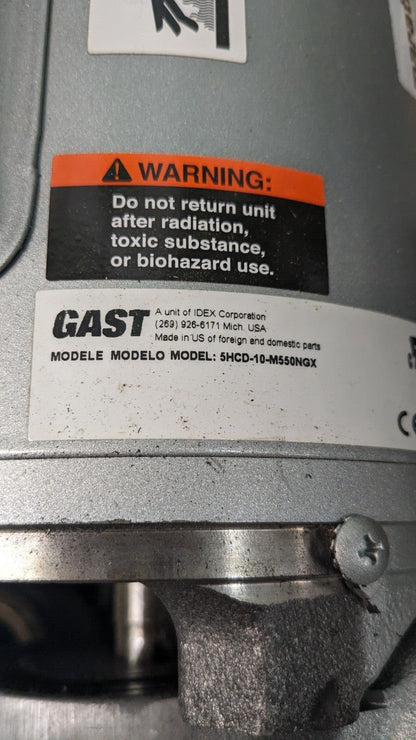 Gast Piston Compressor Pump 1/3 HP 2.4 CFM 100 PSI Max. 12 VDC Parts / Repair