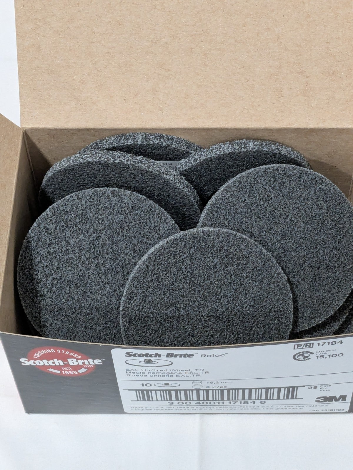 3M Deburring Wheel: 3" Dia, Density 2, Silicon Carbide Box of 10 7100005209