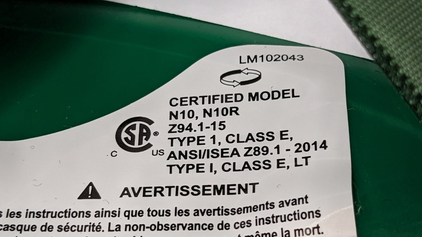 Honeywell North Zone N10 Hard Hats 4-Point Suspension Green QTY 11 N10040000