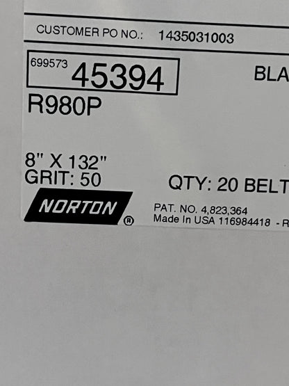 Norton  Blaze R980  8X132 50G SANDING BELT QTY 20 69957345394