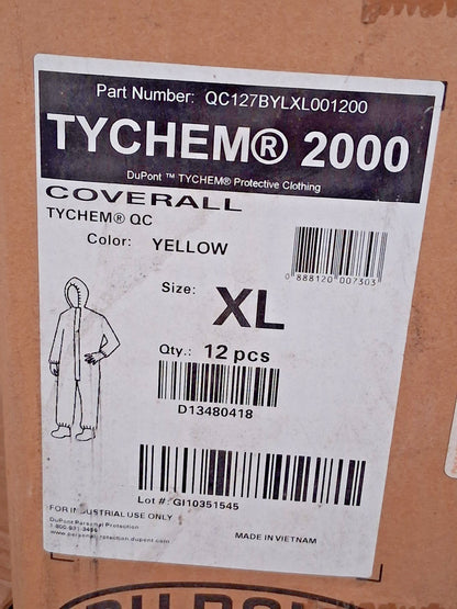 Dupont Chemical & Abrasion Protection Coveralls QTY12 SizeXL QC127BYLXL001200
