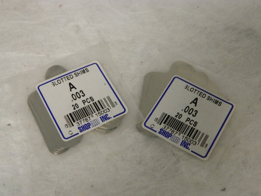 ShopAid Slotted Shim Stock 2" Long x 2" Wide x 0.003" Thick Qty 40 00054379