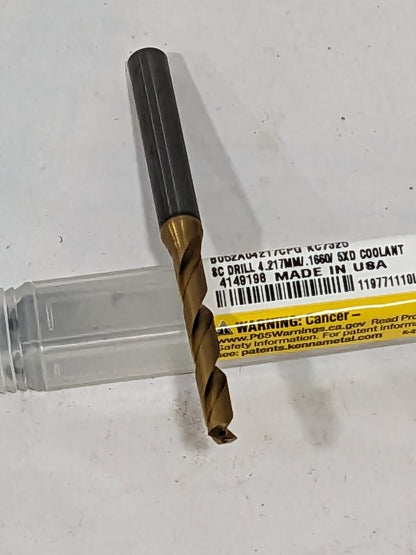 KENNAMETAL Jobber Length Drill Bit: #19, 140 °, Solid Carbide 4149198