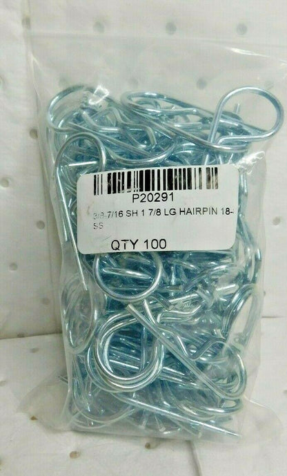 Pro 3/8 to 7/16" Shaft Diam 1-7/8" Wire Diam Hair Pin Cotter  QTY 100