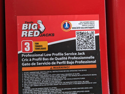 Big Red Professional Low Profile Hydraulic Service Jack 3 Ton Capacity