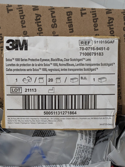 3M Safety Glasses: Anti-Fog/Scratch-Resistant Polycarbonate Box of 20 7100079183