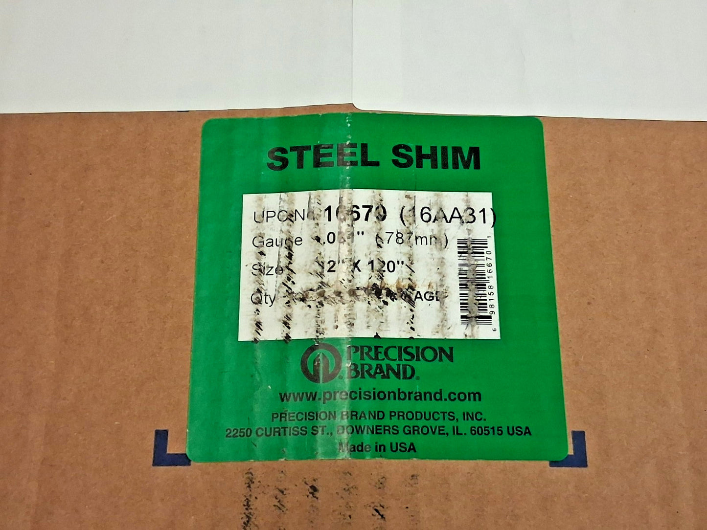 Precision Brand 1010 Steel Metal Shim Stock Roll 0.0310" Thick 120" Long 16670