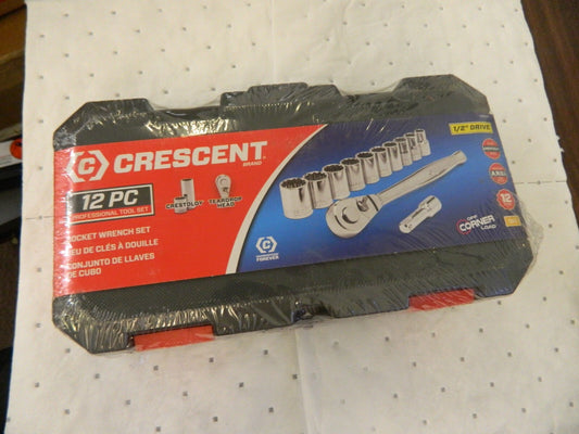 1/2 Inch Drive SAE 12 Piece Socket Set W/ Case CSWS11N