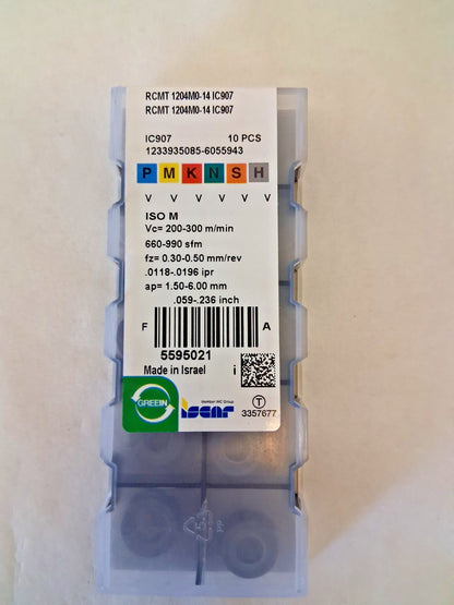 Iscar Profiling Insert RCMT 1204M0-14 IC907 Carbide 10pcs 5595021