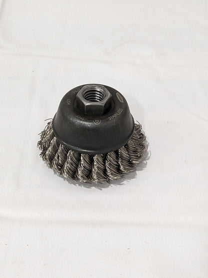 OSBORN Cup Brush 2-3/4" Dia, 0.02" Wire Dia, Stainless Steel, Knotted 0003346700