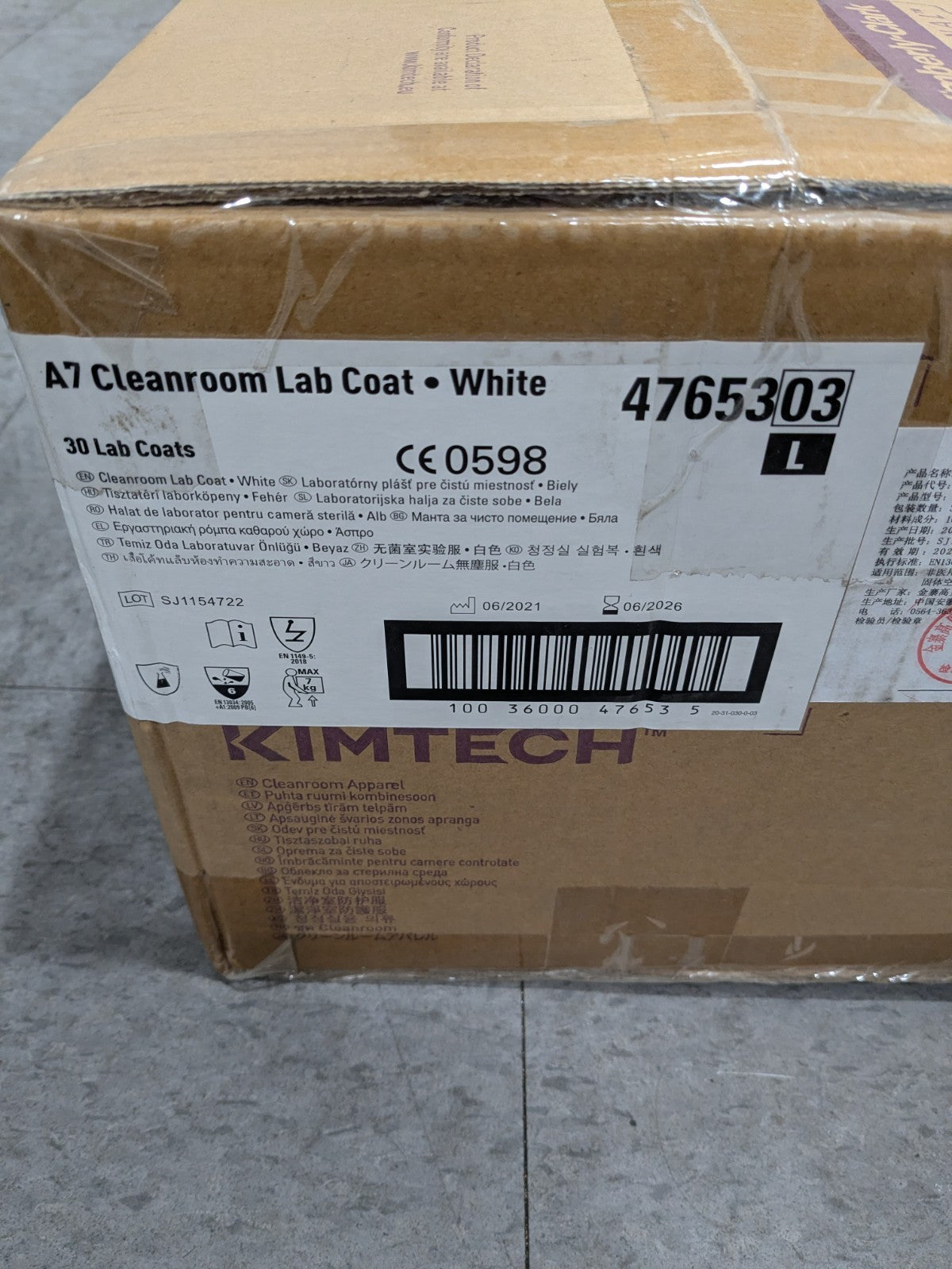Kimtech Pack of (30) Cleanroom White Lab Coat Size Large 47653