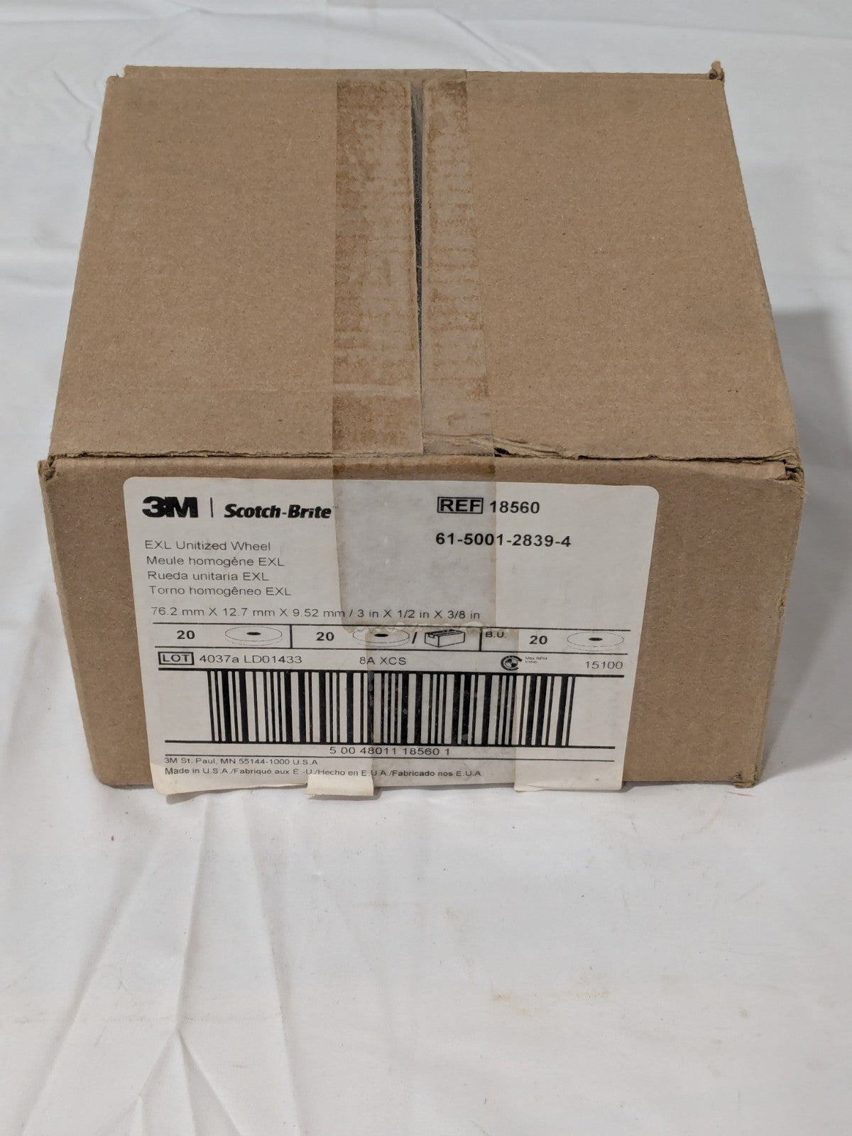 3M Deburring Wheel: 3" Dia, 1/2" Width, 3/8" Hole Qty 20 61500128