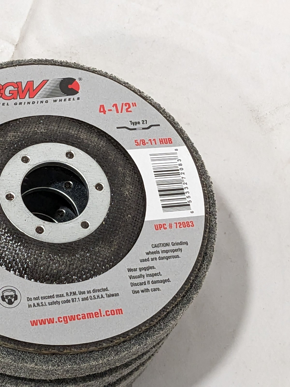 CGW Grinding Wheel 4-1/2 x 7/8 Silicon Carbide Medium-Fine Qty 4 72082