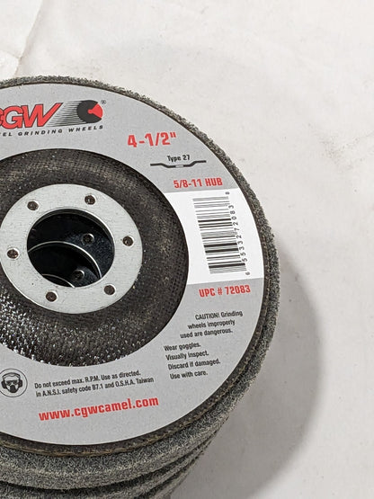 CGW Grinding Wheel 4-1/2 x 7/8 Silicon Carbide Medium-Fine Qty 4 72082