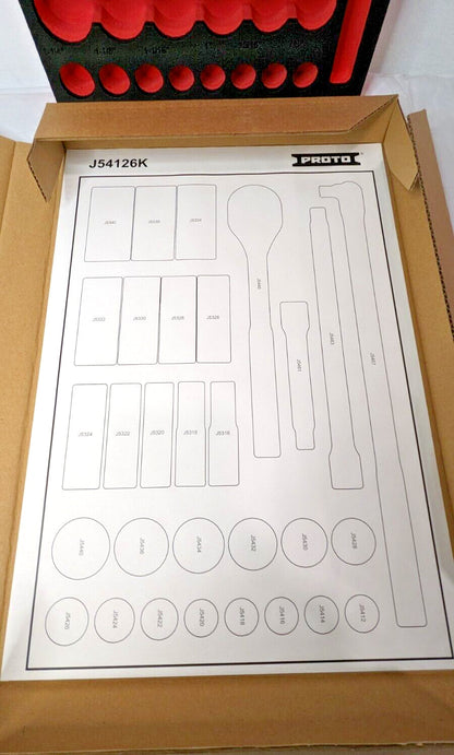 Proto Foam Insert Tool Organizer for Use W/J54126 Black/Red 11"L X 16"