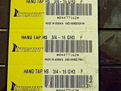 Interstate Standard Hand Taps 3/4"-16 UNF H3 4FL Qty. 5 NH010481634P