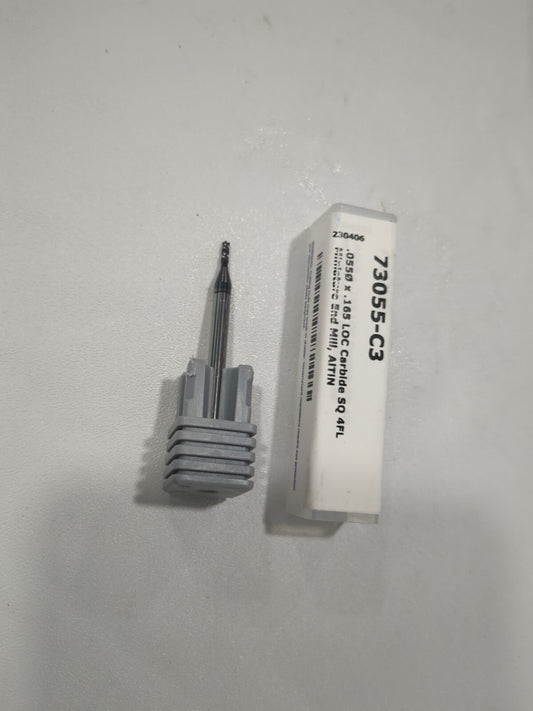 HARVEY TOOL Square End Mill: 1.40 mm Dia, 4 Fl Solid Carbide 73055-C3