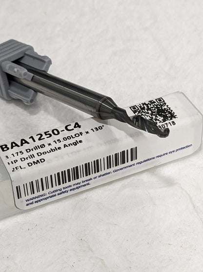 HARVEY TOOL Jobber Drill: 1/8 Dia, 130 deg Point, Solid Carbide BAA1250-C4