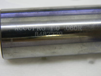 ACCUPRO 1 Diam 4 Flute Solid Carbide 0.06 Corner Radius End Mill 12183445