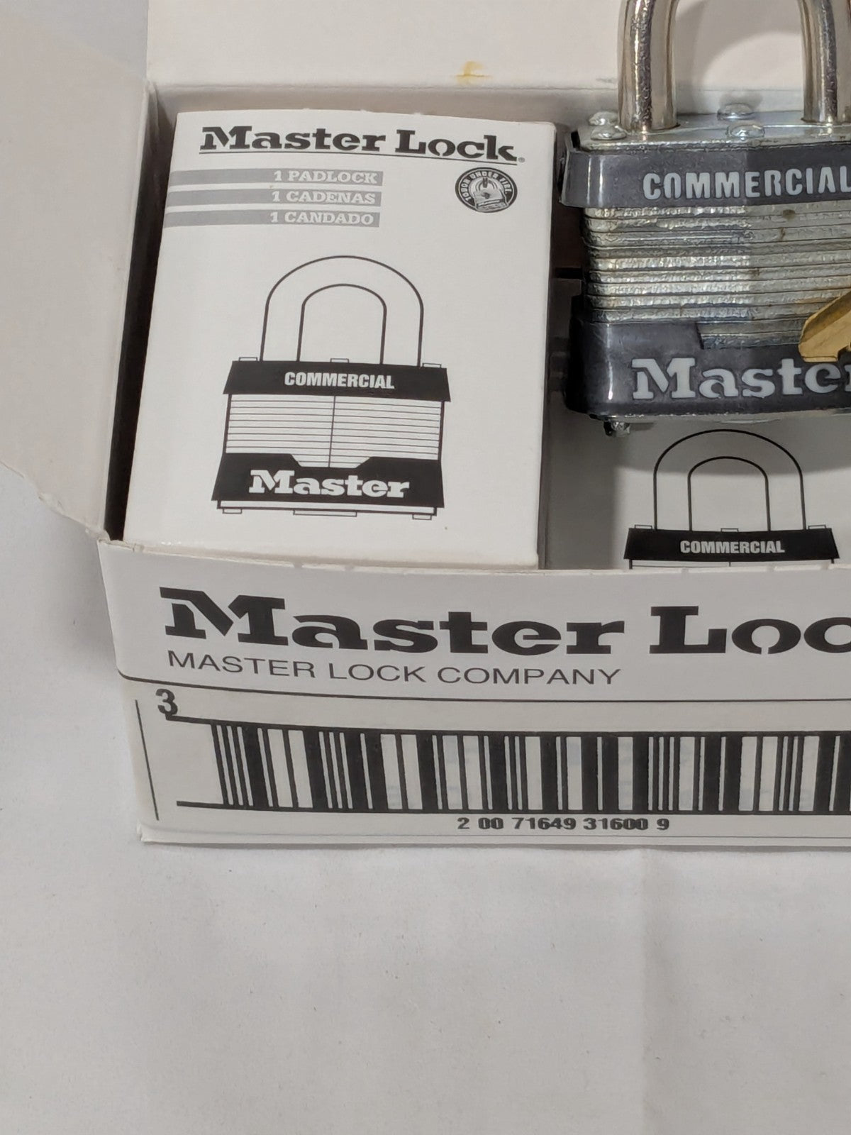 Master Lock Padlock: Laminated Steel, Keyed Different, 1-9/16" Wide Box of