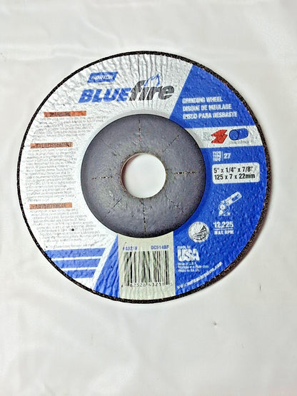 Norton BlueFire Aluminum Oxide Grinding Wheel 5 x 1/4 x 7/8 Type 27 25 PC 43218