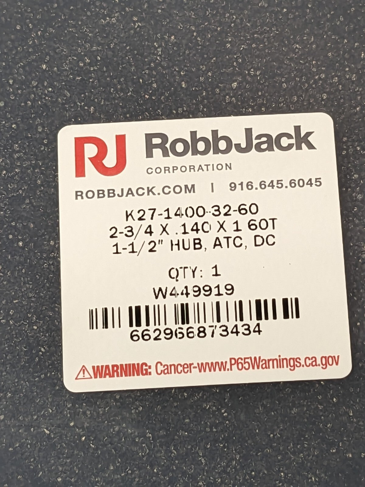 RobbJack Slitting Saw Double Concavity 2-3/4" Dia X 1" Arbor 60T K27-1