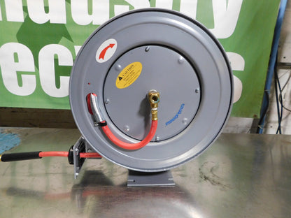 PRO-SOURCE Hose Reel with Hose 3/8" ID x 50' Spring Retract 300 psi 1/4" NPT Out