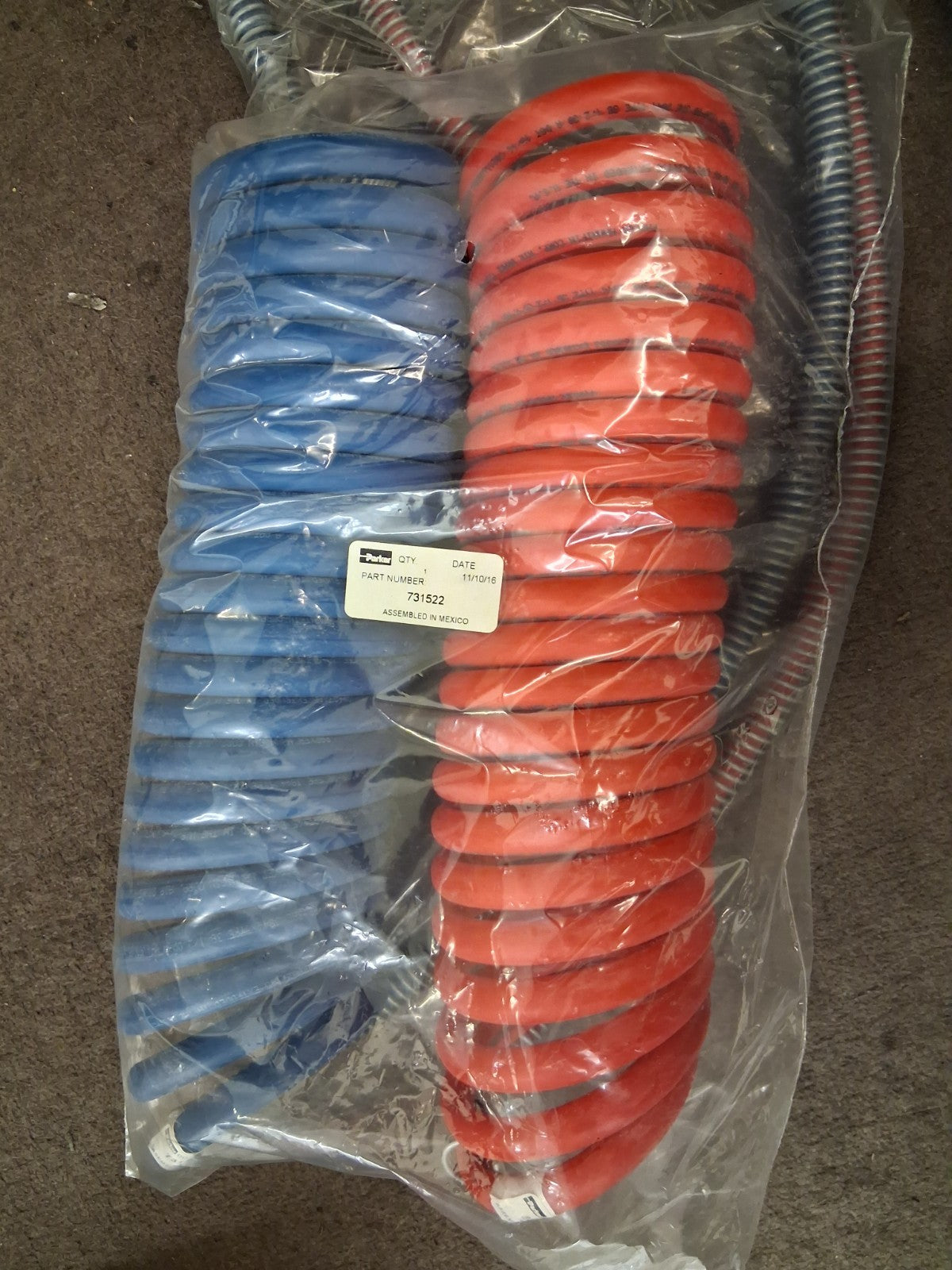 Parker Coiled & Self Storing Hose 3/8" ID 15Ft Long QTY2 731522
