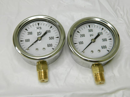 Pressure Gauge: 2-1/2" Dial, 1/4" Thread, NPT Qty 2 729209