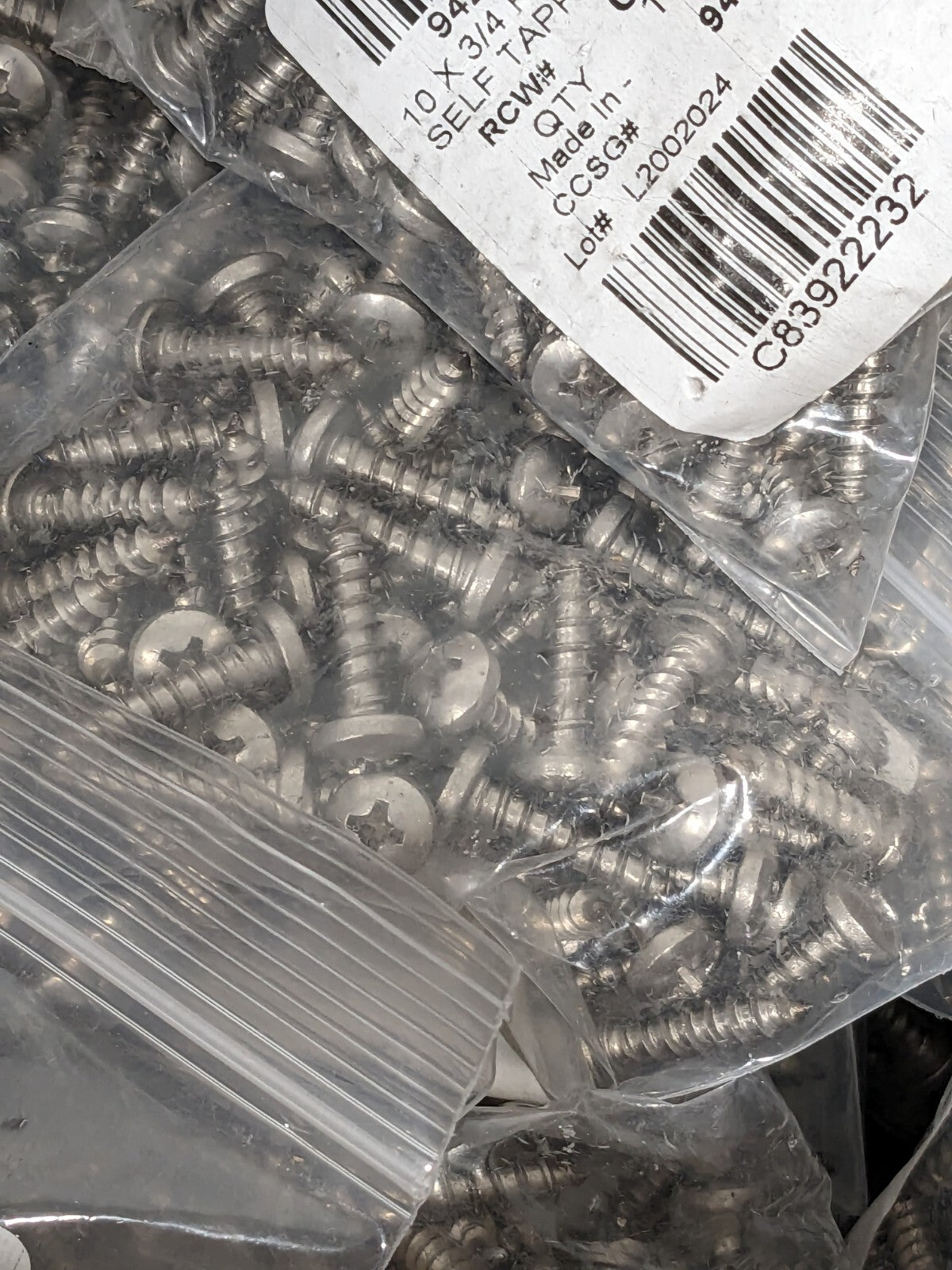 Sheet Metal Screw: #10, Pan Head, Phillips Drive, 3/4" LUH Qty 2000 B839222