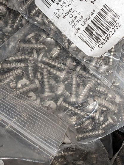 Sheet Metal Screw: #10, Pan Head, Phillips Drive, 3/4" LUH Qty 2000 B839222