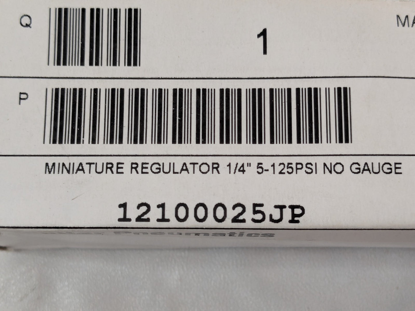 Jupiter Pneumatics Miniature Regulator 1/4" 5-125PSI NO GAUGE 12100025JP