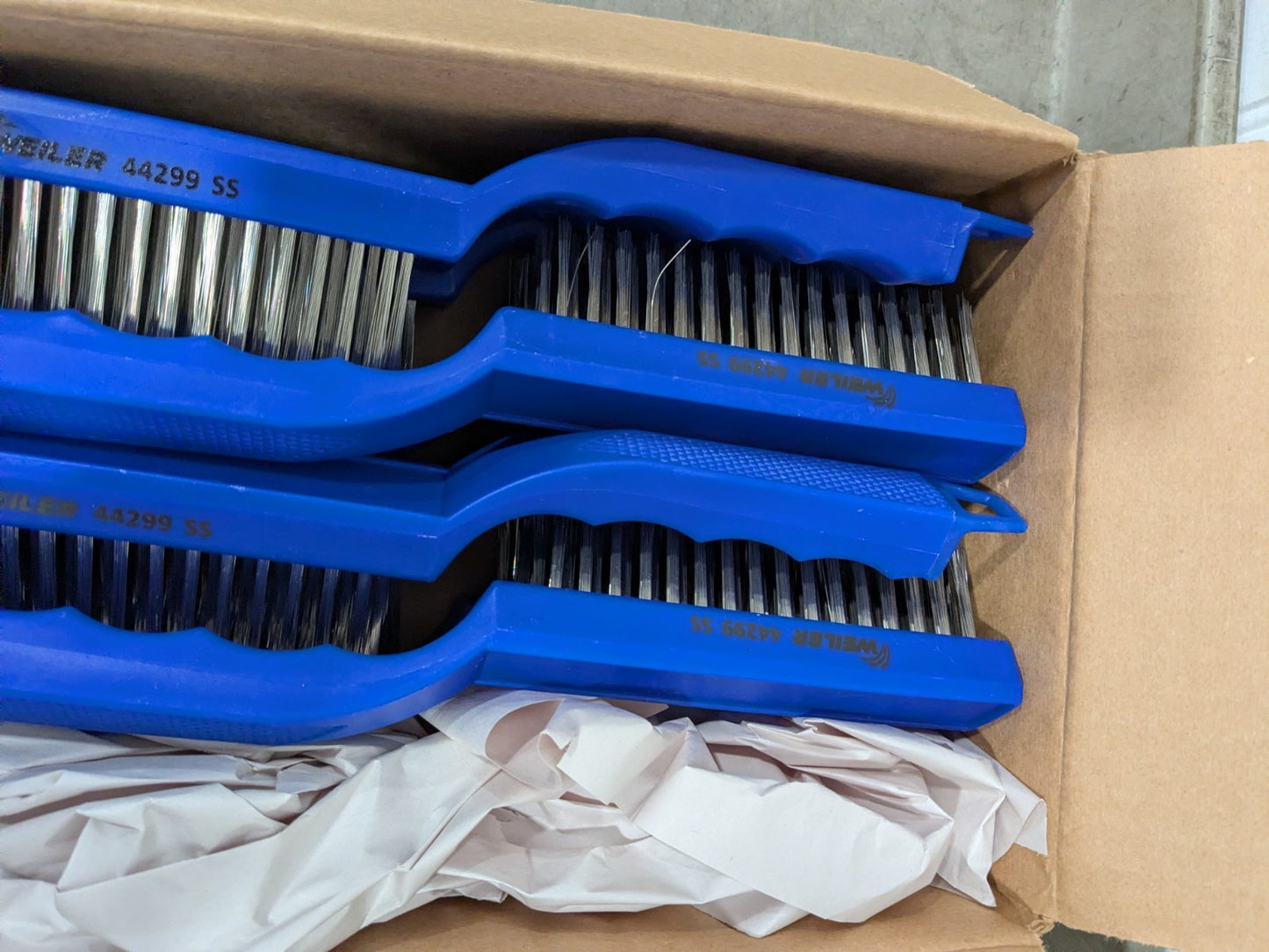 (12) Weiler Hand Wire Scratch Brush .012 SS Fill 4x16 Rows Plastic Block 44299