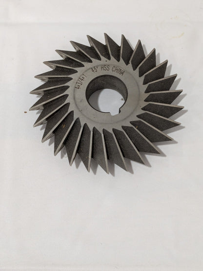 Double Angle Milling Cutter: 45 °, 4″ Cut Dia HSS 328-4435
